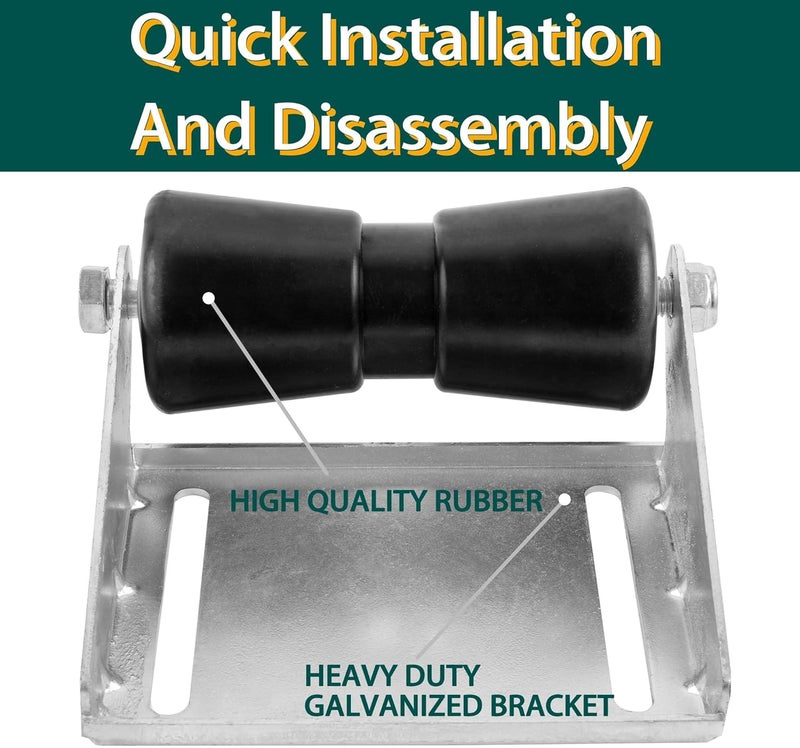 TPSHKE Keel Roller Assembly Kit for Boat Trailers with Roller and Bracket and Mounting Bolts, Silver, Galvanized Steel - Image 5